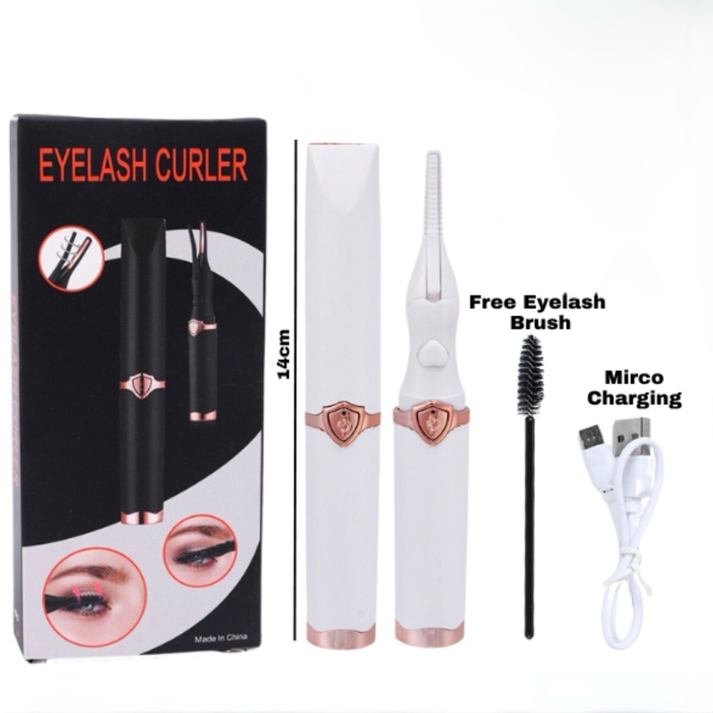 Eyelash Curler Set Electric USB Recharchable White and Rose Gold